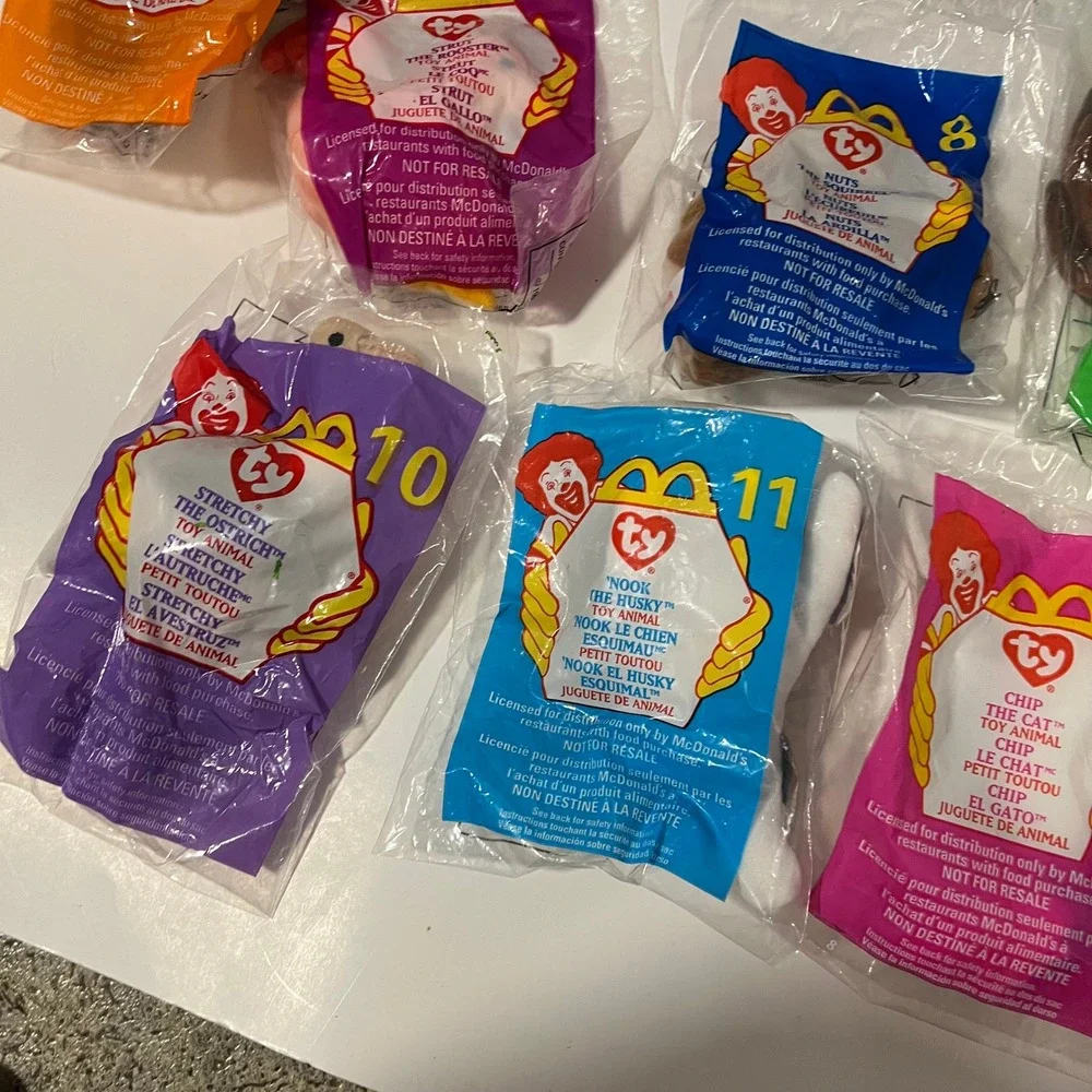 Vintage 1999 McDonalds Ty Teenie Beanie Babies Lot of 11 Sealed Happy Meal Toys
